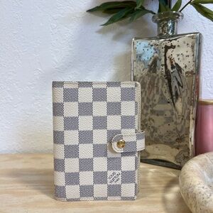 [SOLD] Louis Vuitton Small Ring Agenda Cover Damier Azur